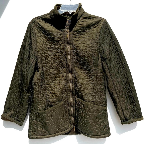 Barbour Green lightweight zip jacket quilted USA 8 - Picture 7 of 8